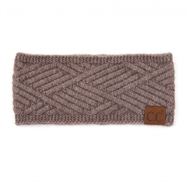 C.C  Criss-Cross Knit Pattern Head Wrap - Taupe