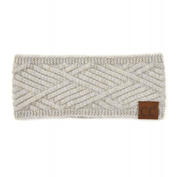 C.C  Criss-Cross Knit Pattern Head Wrap - Warm Gray