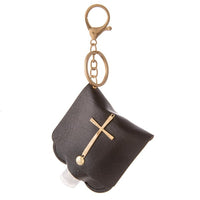 Faux Leather Hand Sanitizer Holder - Black