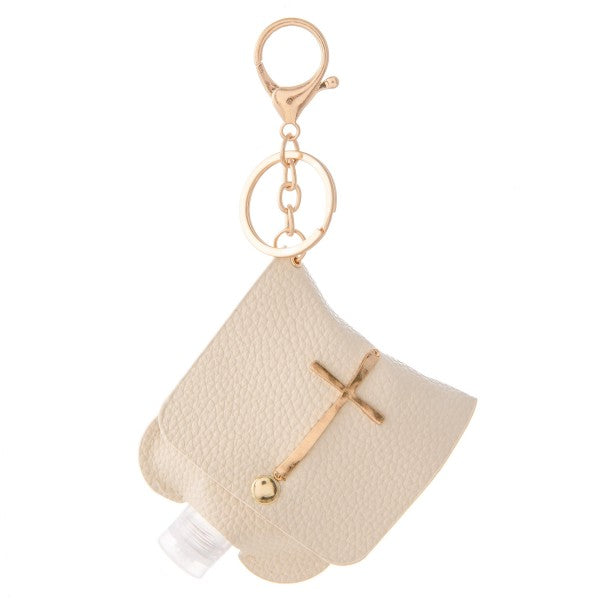 Faux Leather Hand Sanitizer Holder - Natural