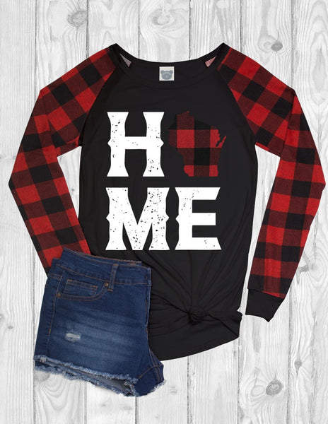 *Plus Size* WI - HOME Long Sleeve with Plaid - Black