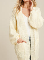 Chunky Cable Knit Cardigan - Cream