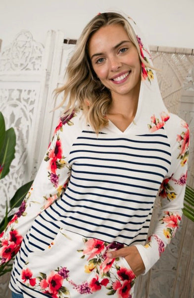 Striped Floral Long Sleeve