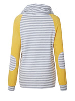 Striped Funnel Neck Pullover - Yellow