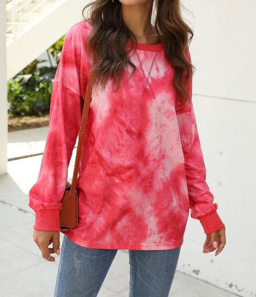 Tie Dye Pullover - Red