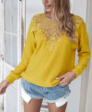 Lace Neck Long Sleeve - Yellow